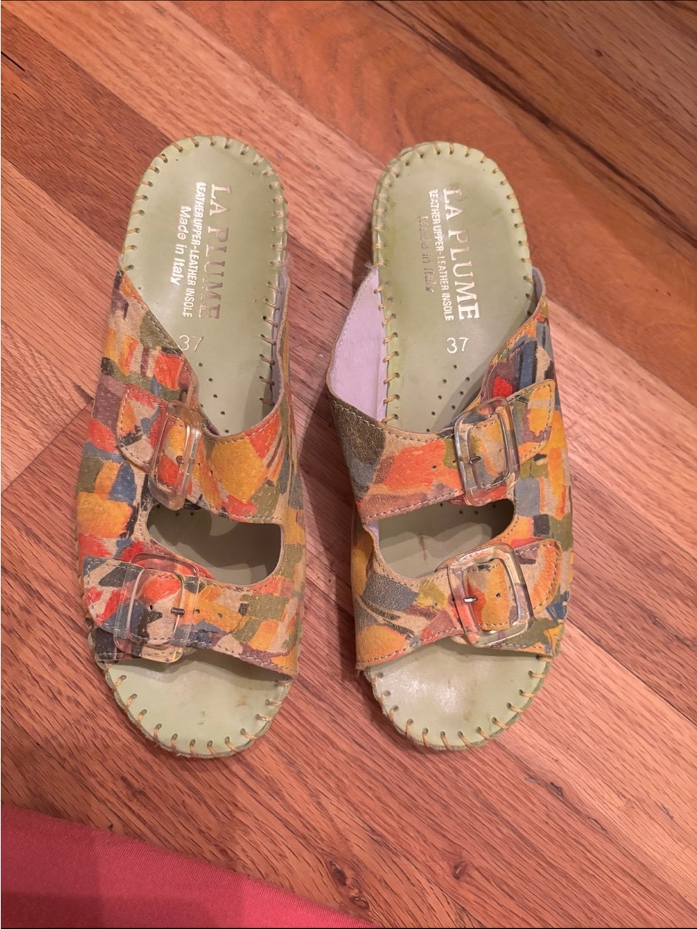 la plume leather sandals made in italy size 37